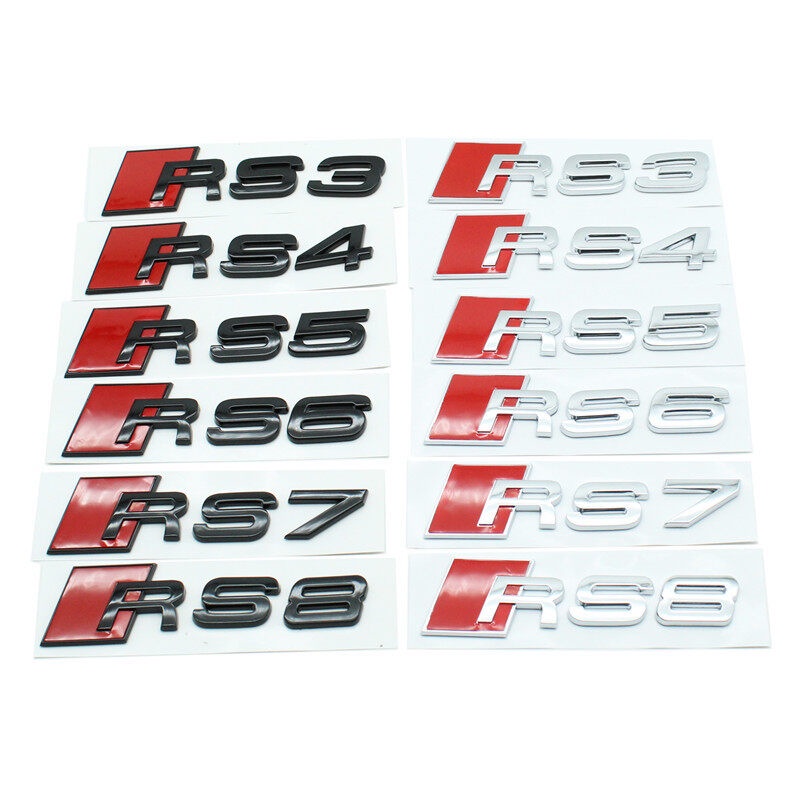RS3 RS4 RS5 RS6 RS7 RS8車標誌 適用於audi奧迪後標尾標 改裝字母車貼LOGO 銀色黑色