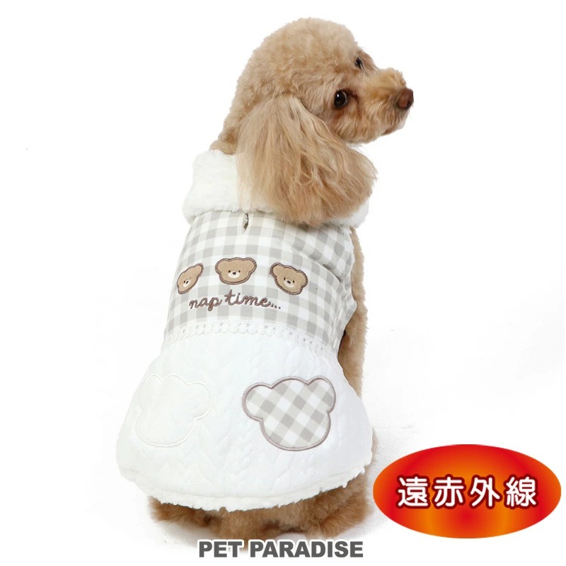 貝果貝果 日本 Pet Paradise 遠紅外線 小熊格紋羊羔毛保暖外套背心 [D13313]