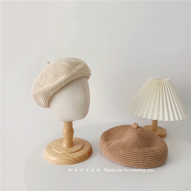 『現貨』寶寶編織單色個性兒童貝雷帽 男女童洋氣貝蕾帽