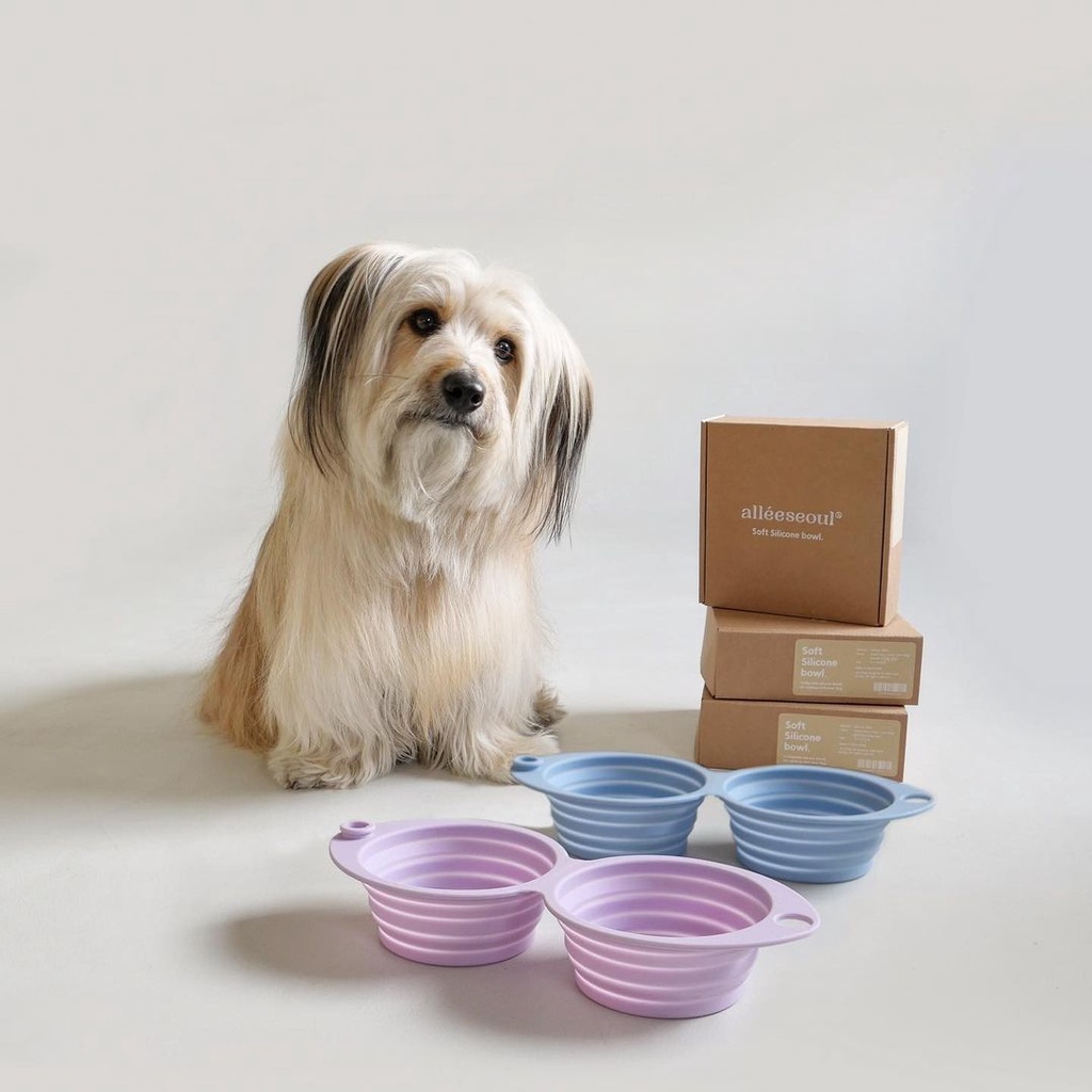現貨-韓國Allée seoul  | 寵物用品 | 兩用摺疊碗 | 摺疊雙碗 | 寵物碗