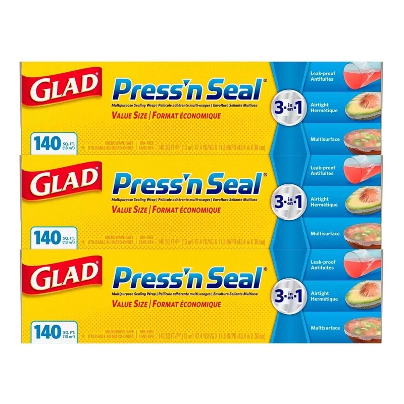 現貨六組 （一單限3組）Glad Press’n Seal 強力保鮮膜 3入