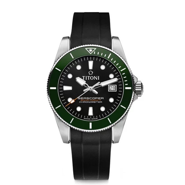 TITONI 瑞士梅花錶  seascoper 300 海洋探索 83300 S-GN-R-702 潛水機械錶 /綠框黑