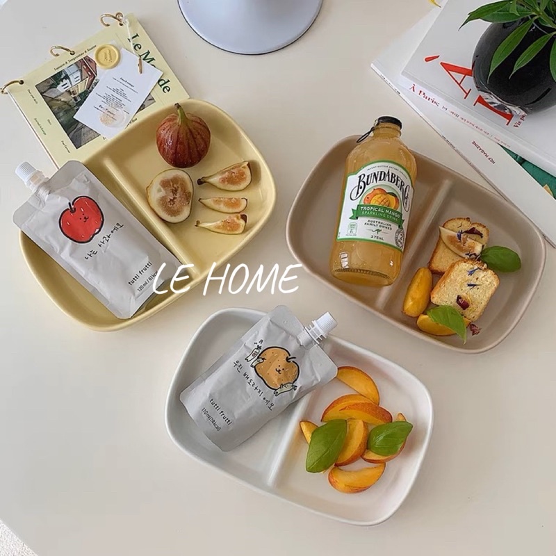 【 Le Home 】現貨｜ins風 日式 分格餐盤 一人食 陶瓷盤 早餐盤 定量 家用 兒童餐具 分餐盤
