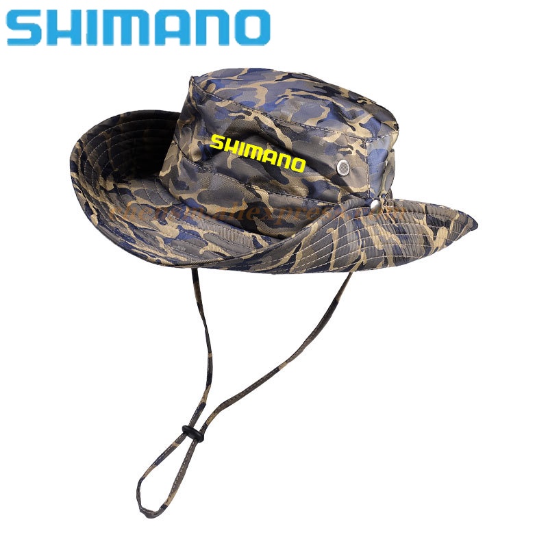 2021 Shimano 男士迷彩釣魚帽夏季可調節防曬太陽帽大簷太陽帽旅遊釣魚帽