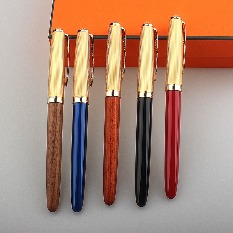 金豪 85 鋼筆木/銅材質金箭夾超細0.38MM筆尖辦公室簽名學校寫作墨水筆