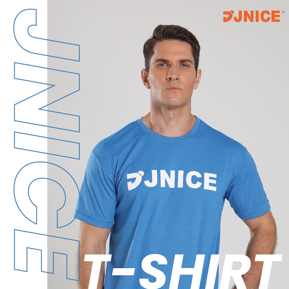 MIT品牌【JNICE久奈司】簡約LOGO TEE(藍色)圓領羽球服 團體服 T恤簡約舒適 運動排汗籃球休閒 羽網球T