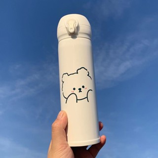 保溫杯保溫瓶小熊保溫杯ins可愛保溫杯韓版保溫杯簡約保溫杯大容量水壺防摔便攜兒童杯子保溫瓶 500ml