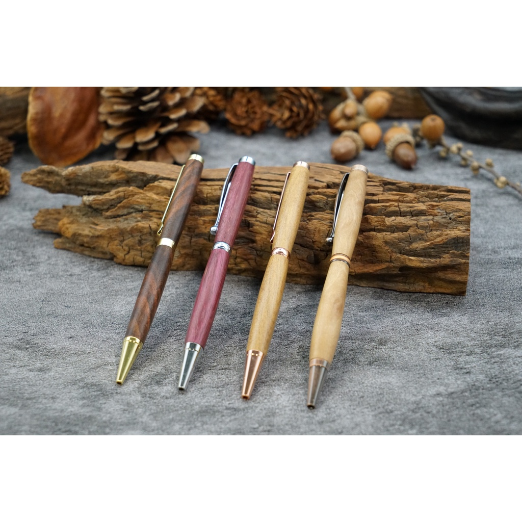 手工木製旋轉原子筆(印尼黑檀、紫心木、肖楠、檜木)木頭筆 手作 木製筆