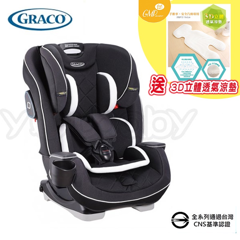 【送3D立體涼墊】GRACO SLIMFIT LX 0-12歲汽車安全座椅(酷黑宇宙) ISOFIX +安全帶汽座