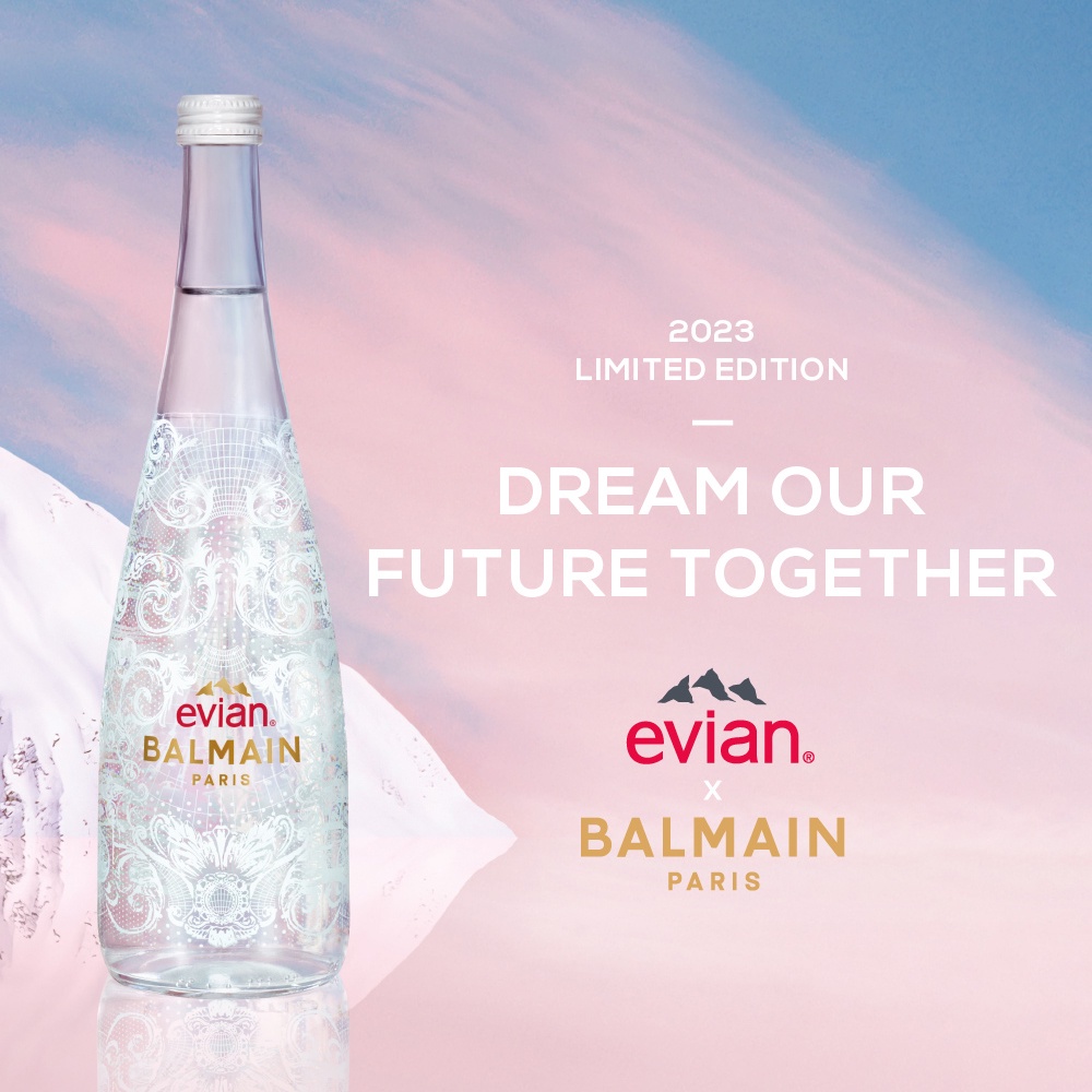 evian 依雲 x BALMAIN 2023限量紀念瓶(玻璃瓶750mL/單瓶)┃官方旗艦店