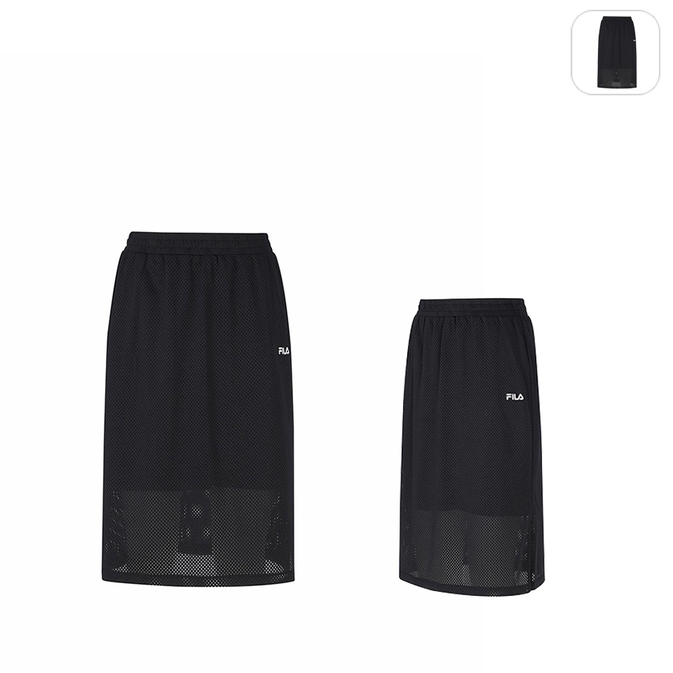 【FILA】女性 針織長裙-黑色 5SKW-1465-BK