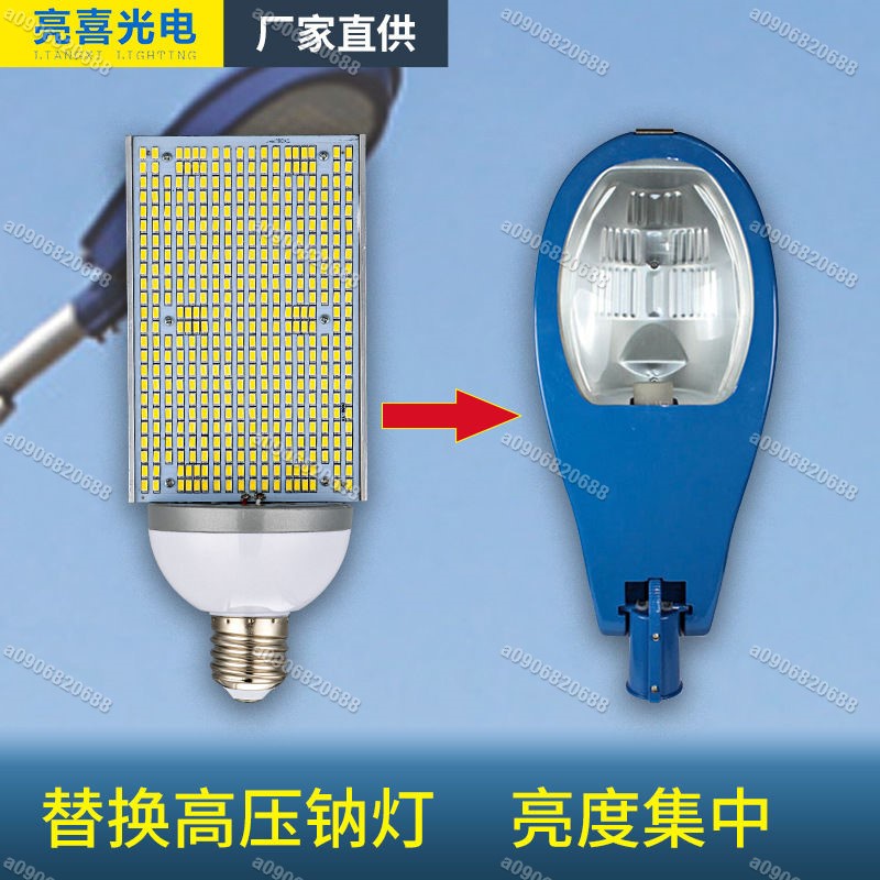 【美宅優品】 超亮LED橫插路燈光源道路工廠照明鋁合金單面發光換鈉燈泡E40螺口@店長推薦