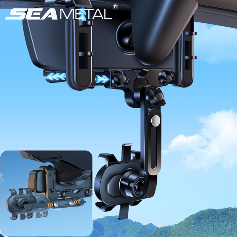 SEAMETAL（現貨秒發）2022新款8代汽車手機架 車內車載支架 可伸縮車用支架 後視鏡卡扣式導航防抖支架