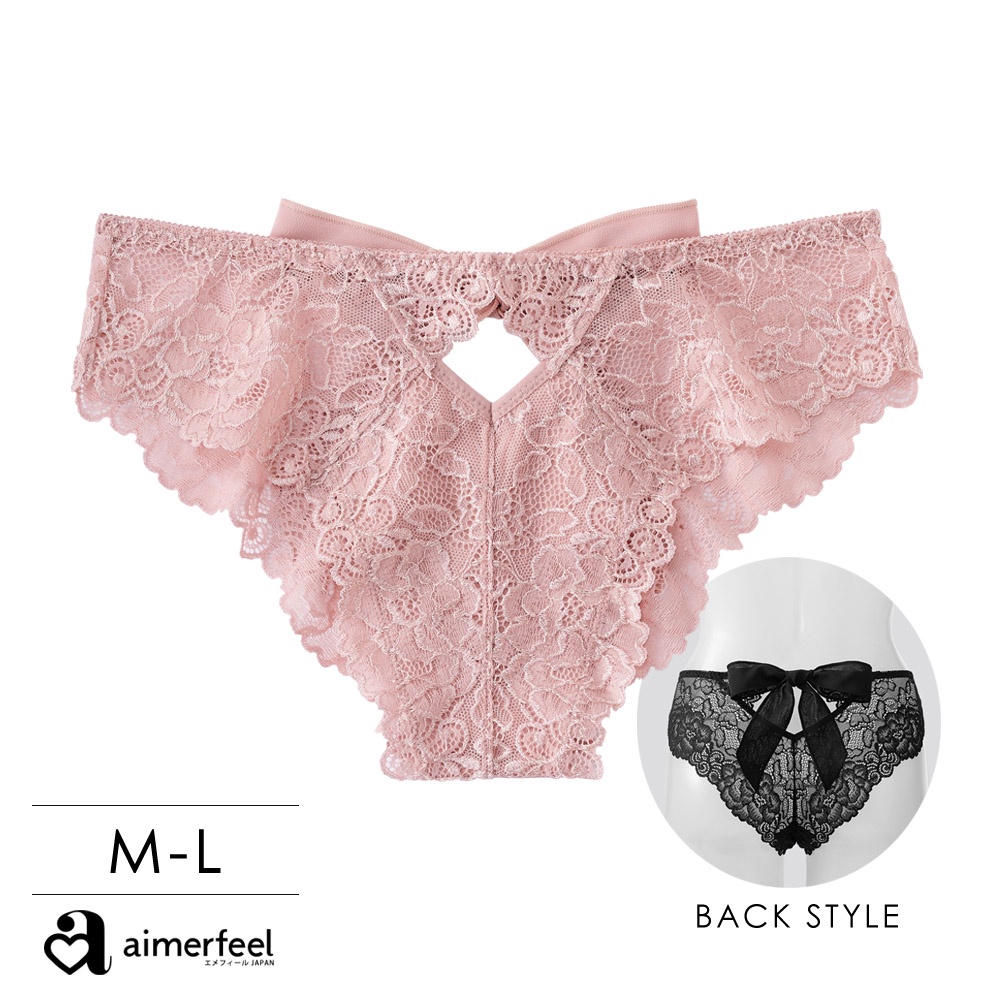 美臀雪紡緞帶半包臀內褲-粉紅色-968122-PI