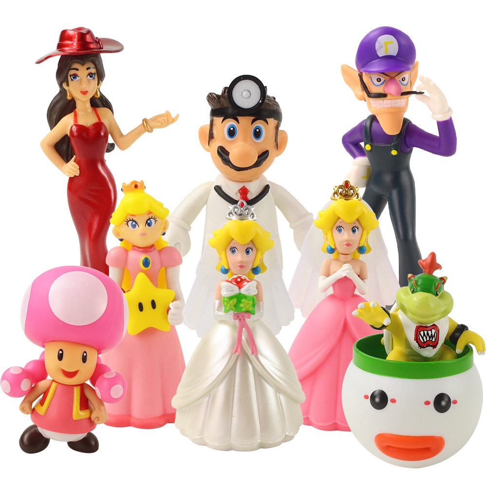 現貨 免運 Super Mario 超級瑪麗 公仔 瑪麗兄弟 模型 人偶 庫巴BB 馬里奧 碧奇公主 蘑菇妹妹 瓦路易基