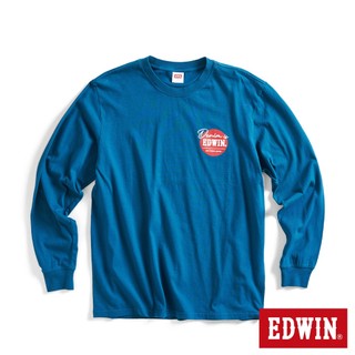 EDWIN 男款 網路獨家 圓標LOGO長袖T恤(土耳其藍)