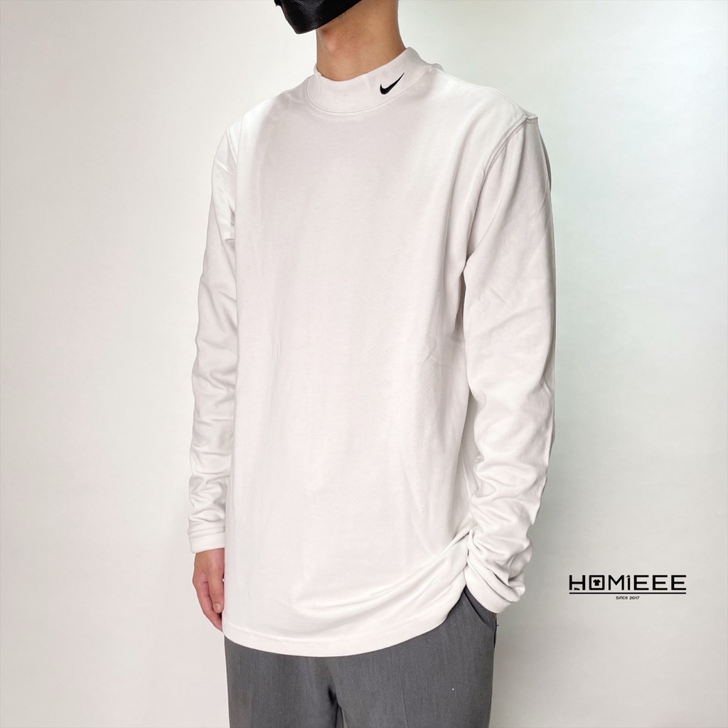 【Homieee】Nike Nsw Neck Shirt 長袖 微高領 刺繡 白色 DX5869-030