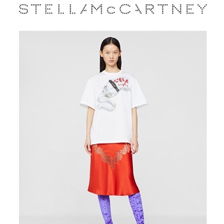 Stella McCartney帶徽標印花圓領純白色T恤短袖