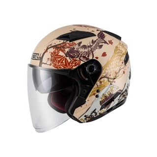 【SOL Helmets】SO-7E開放式安全帽 (浮世繪 消光米白/紅) ｜SOL安全帽官方商城｜ 排齒釦