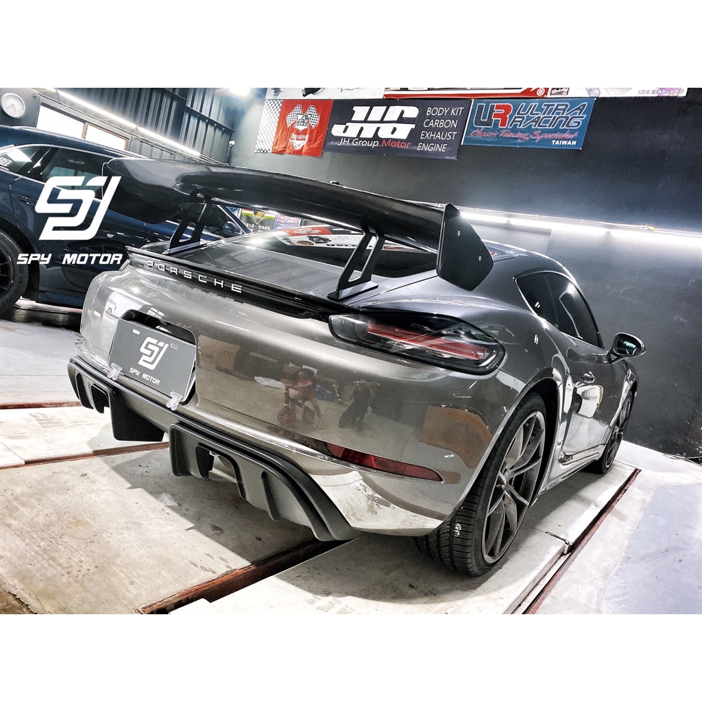 【SPY MOTOR】Porsche 718 GT4 RS樣式 天鵝頸碳纖維尾翼 乾碳