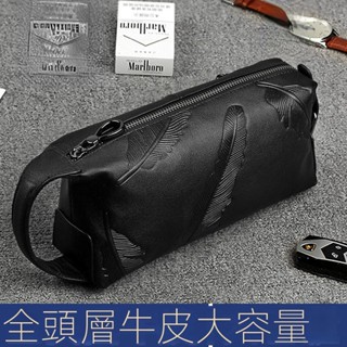 【臺灣出貨】正韓時尚男士手拿包 男款真皮手抓包 新款大容量男生手包 手機包 軟皮休閒多卡位手提包 牛皮手挽包百搭手抓包男