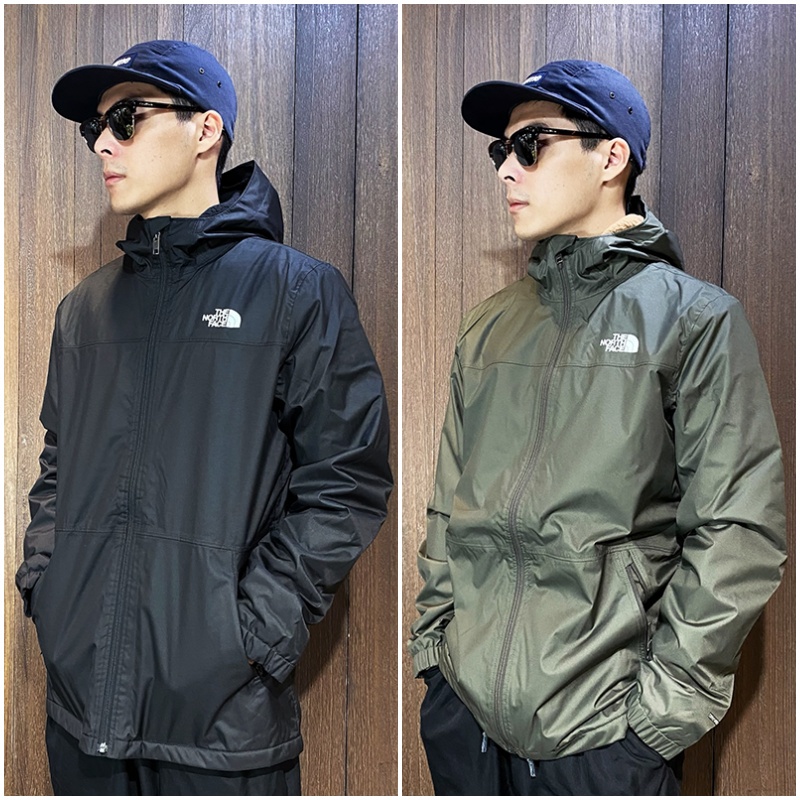 美國百分百【全新真品】THE NORTH FACE 防風夾克 青年款 TNF 保暖 刷毛 外套 黑色/軍綠 CG84