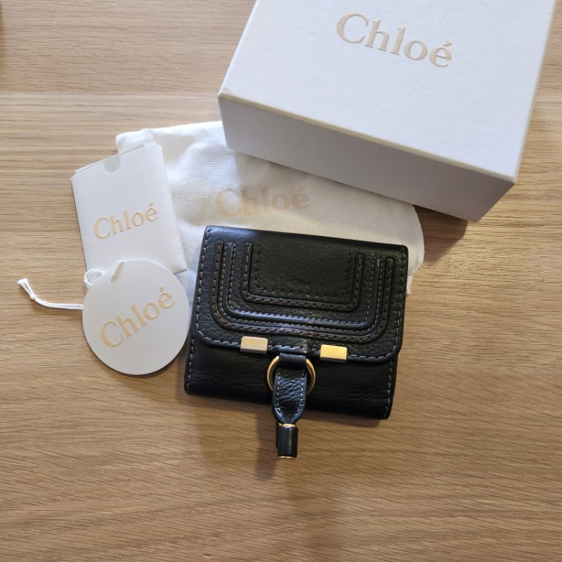 Chloe’ MARCIE經典LOGO小牛皮10卡釦式中夾/皮夾