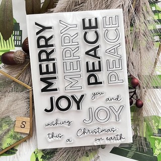 S 祝福語印章 merry peace joy 透明印章 水晶印章