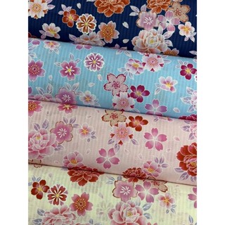 【大同布行】日本布 日本棉布 竹節棉布 薄棉布 日式和風吉祥花 適用於抱枕、衣褲、桌巾、佈景、手作、圍兜、洋裁