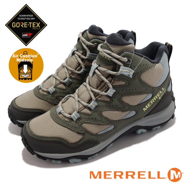 【MERRELL】送》女 款多功能防水透氣登山健行鞋.登山鞋.休閒鞋/Grip耐磨抓地系統_苔綠/卡其_ML036558