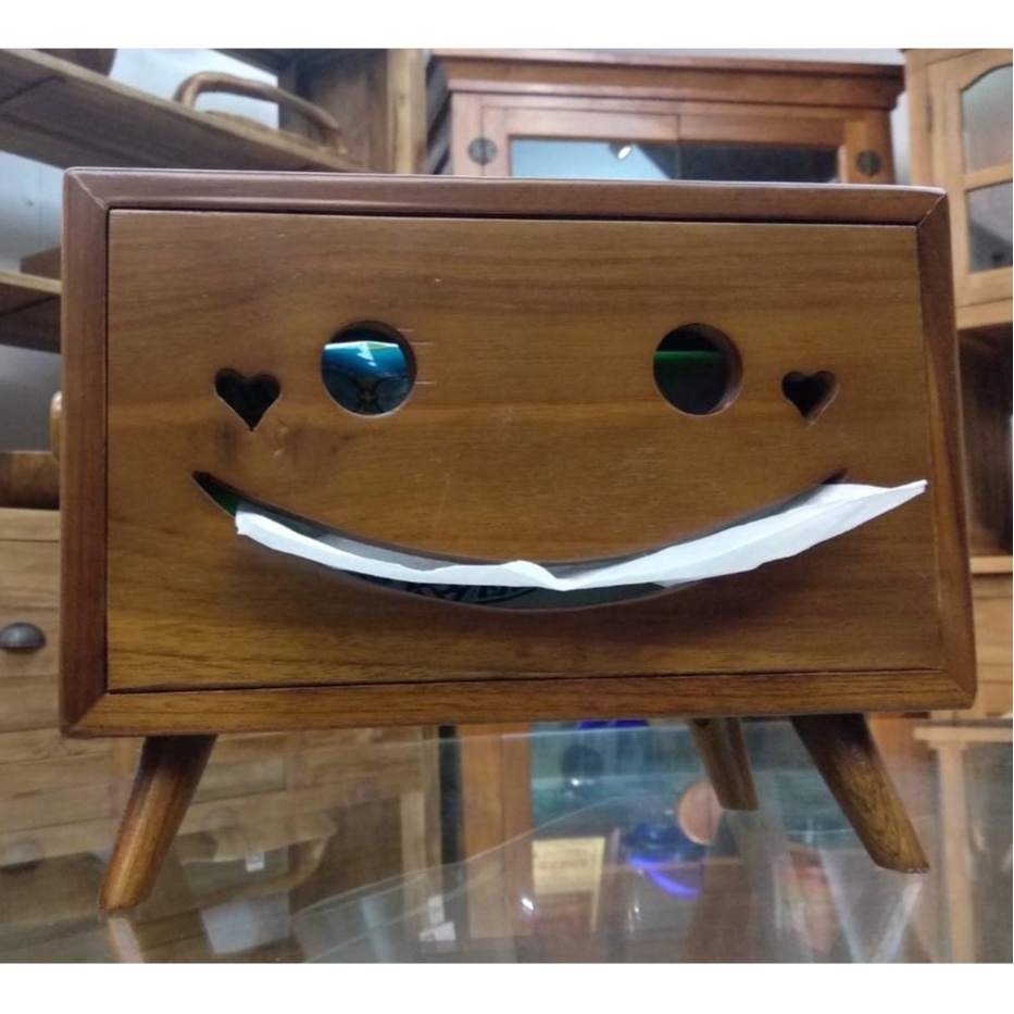 面紙盒 原木柚木微笑面紙盒 居家裝飾品【艾山的店】