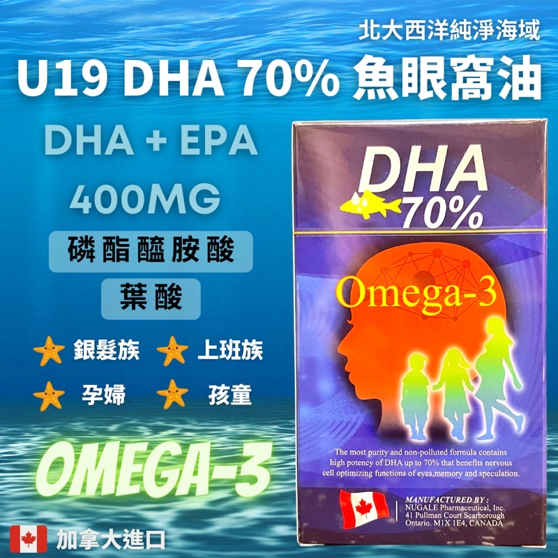 24H 出貨 U-19 諸葛因子魚眼窩油DHA70% DAIN PURE DHA SOFTGELS軟膠囊 100粒裝