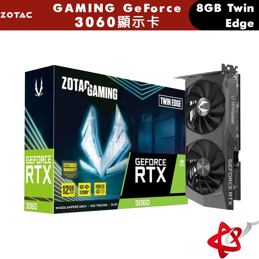 ZOTAC 索太 GAMING GeForce RTX 3060 8GB Twin Edge 顯示卡