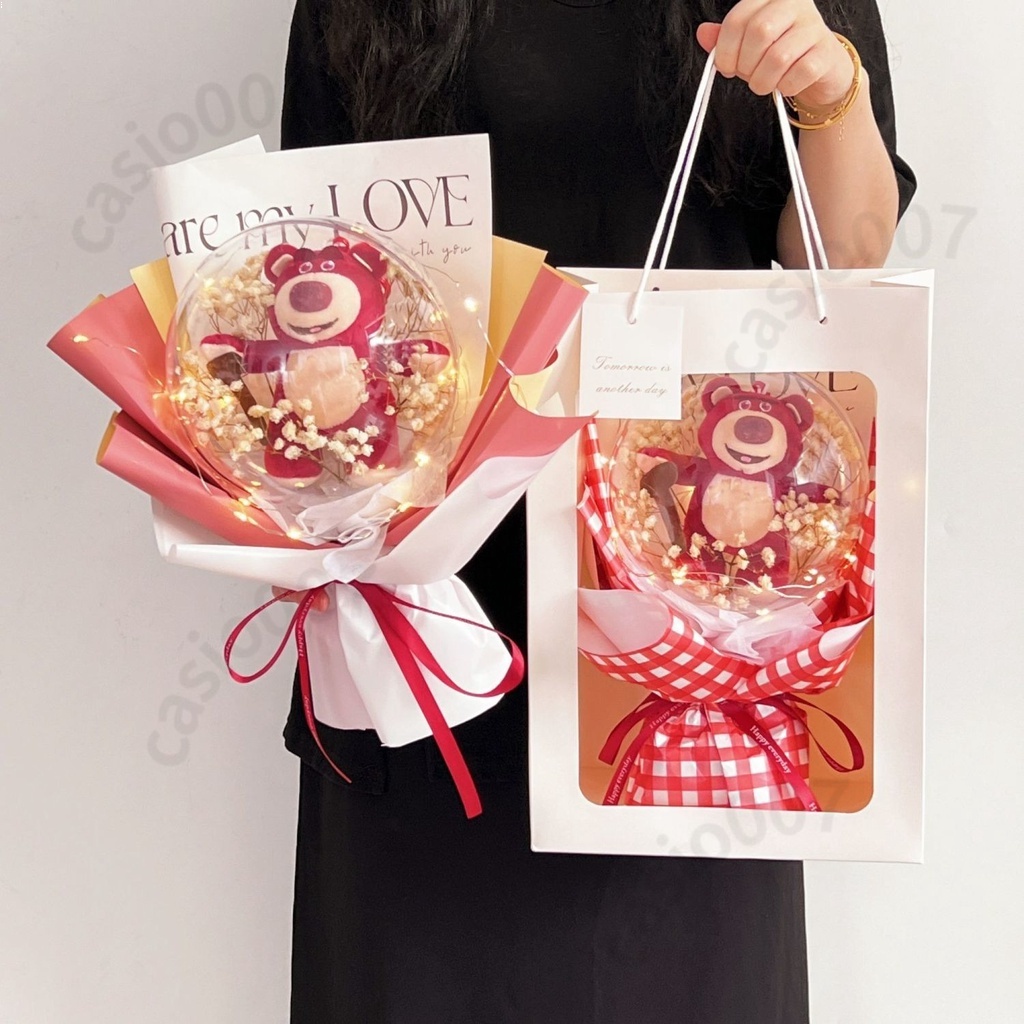 ✨女友禮物❤【超可愛】IG網紅草莓熊 波波球花束 草莓熊 熊抱哥 可愛生日禮物 送女生 閨蜜 女友 情人禮物 交換禮物✨