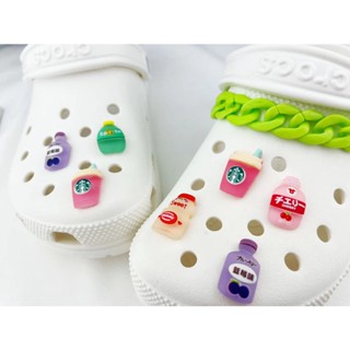 [迷人的裝飾]卡通飲料瓶系列（櫻桃汁/咖啡杯/養樂多）Crocs Jibbitz花園鞋花可愛鞋釦手工DIY手機殼