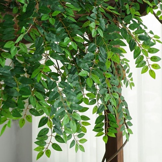 仿真樹葉 模擬榆樹葉 手感過膠塑膠榆樹支綠色植植物葉子 假樹枝工程裝潢造型