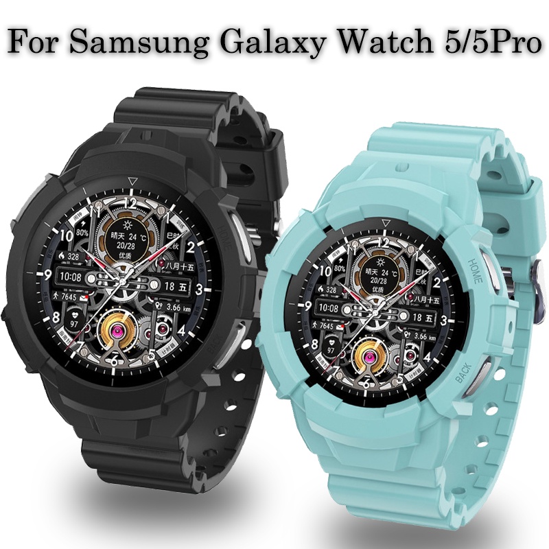三星 Galaxy Watch 5 軟保護套 40 毫米 44 毫米矽膠保護套三星手錶 5 Pro 45 毫米保險槓矽膠