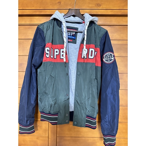 Superdry 拼接連帽防風薄外套Size: small