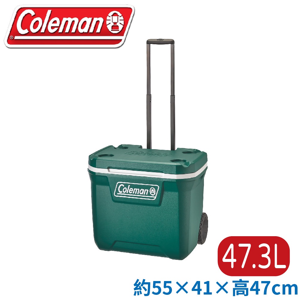 【Coleman 美國 47.3L XTREME 拉桿冰箱《永恆綠》】CM-37235/保冷保冰箱/冰筒/冰桶/置物箱