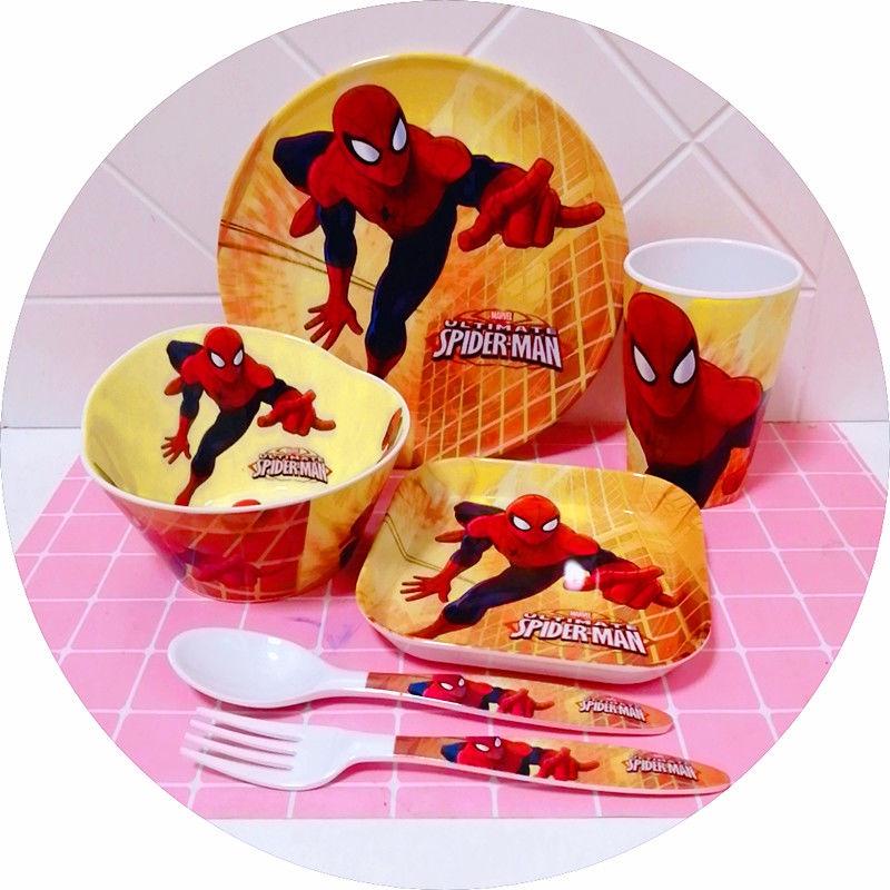 蜘蛛人餐具 蜘蛛俠兒童餐具套裝兒童碗寶寶輔食碗兒童分格餐盤水盃傢用飯碗盤 WPAS