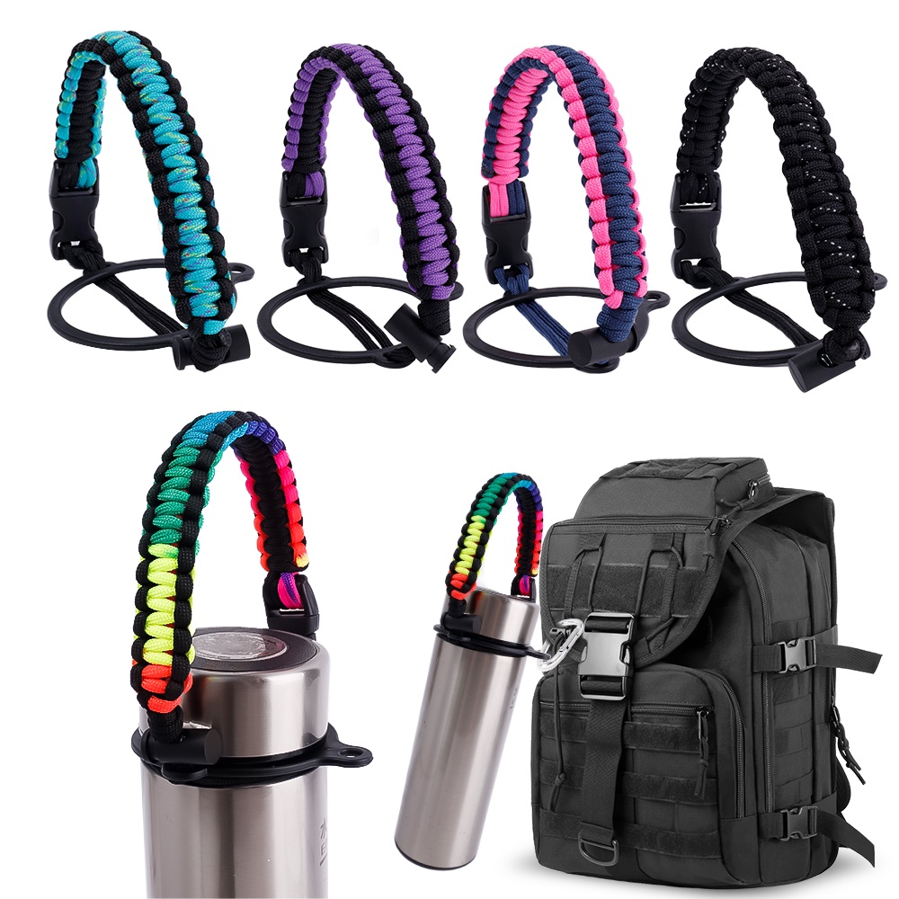 水瓶 Paracord 手柄 Paracord 手柄,帶肩帶,適用於 Hydro Flask 和其他廣口瓶 Hydrof