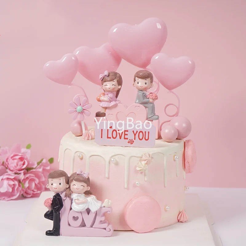 4 件裝愛心形狀蛋糕裝飾情人節紙杯蛋糕裝飾生日結婚週年派對蛋糕裝飾用品