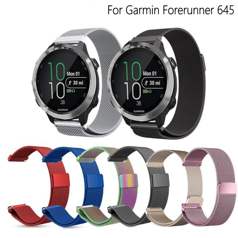 米蘭尼斯錶帶適用於Garmin Forerunner 645/VivoActive 3 快拆金屬錶帶20mm