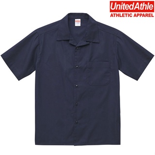 日本 United Athle UA1759 不易皺 古巴領 T/C 開領襯衫 短袖襯衫 (717 藏青色) 化學原宿