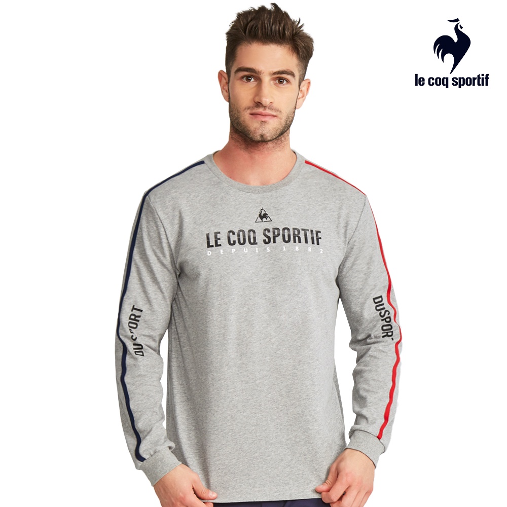 【LE COQ SPORTIF 法國公雞】法式經典長袖T恤-男款-麻灰色-LOQ21811