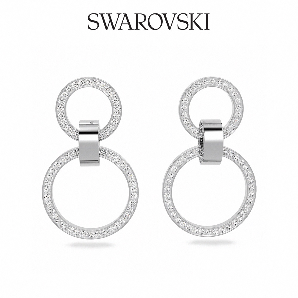 SWAROVSKI 施華洛世奇 Hollow 大圈耳環, 白色, 鍍白金色