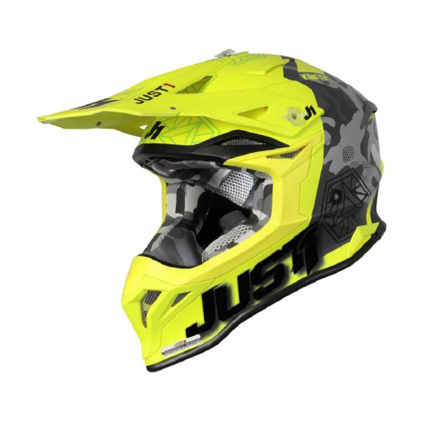 JUST1【極度風速】J39 KINETIC 迷彩紅萊姆螢光黃 越野帽 競技 全罩