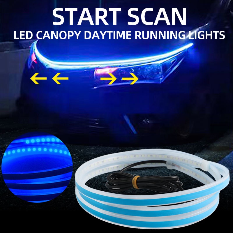 掃描啟動LED汽車引擎蓋燈條 柔性日間行車燈帶 超薄汽車LED 燈帶 改裝汽車通用氛圍燈