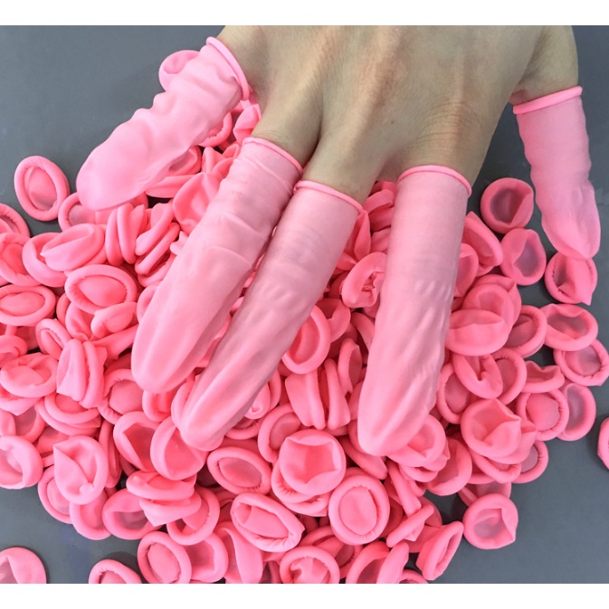 醫用避孕套包裹指尖 1 個厚指尖,1 個粉色手套