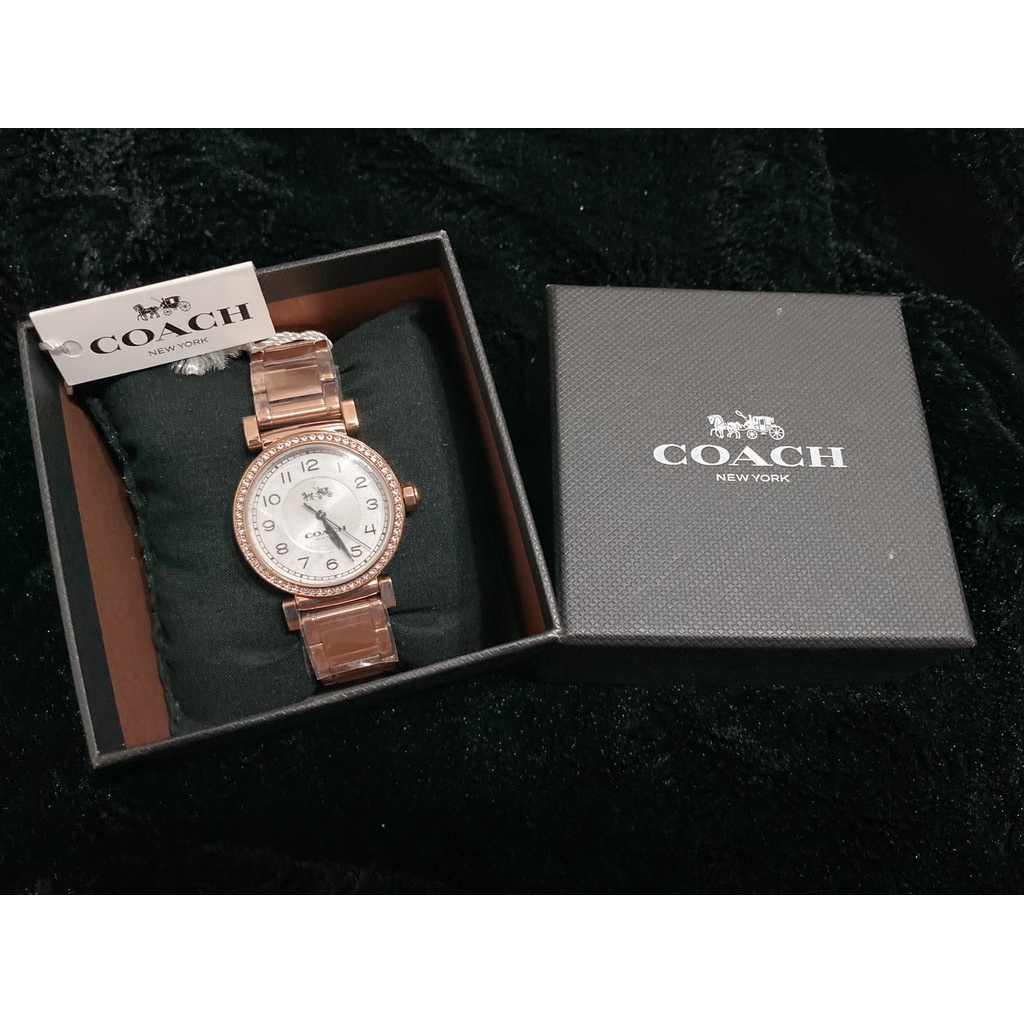 全新正品 Coach 馬車系列 鑲鑽 玫瑰金 手錶 女錶